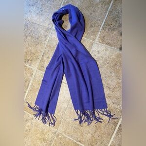 Emy Montenoni - Unisex purple cashmere blend large scarf, fringes, 62”L x 12”W